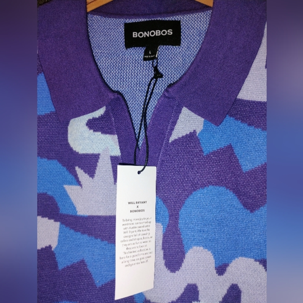 NWT Will Bryant X Bonobos Short Sleeve Sweater Polo Mens Eggplant Limited Editio - Picture 3 of 7